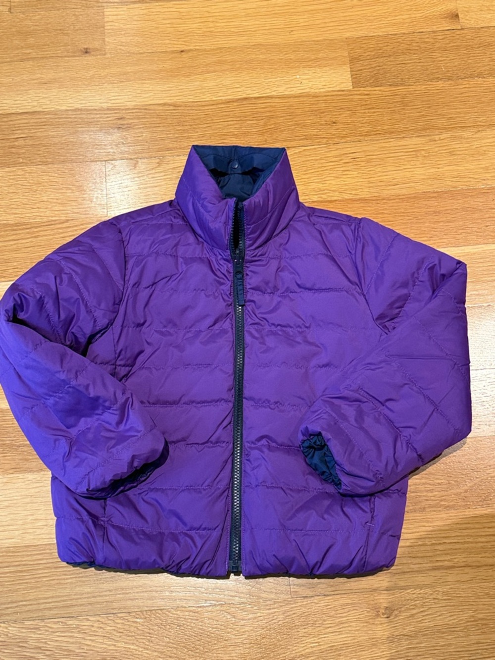 J. Crew KID by crewcuts reversible puffer coat purple navy
